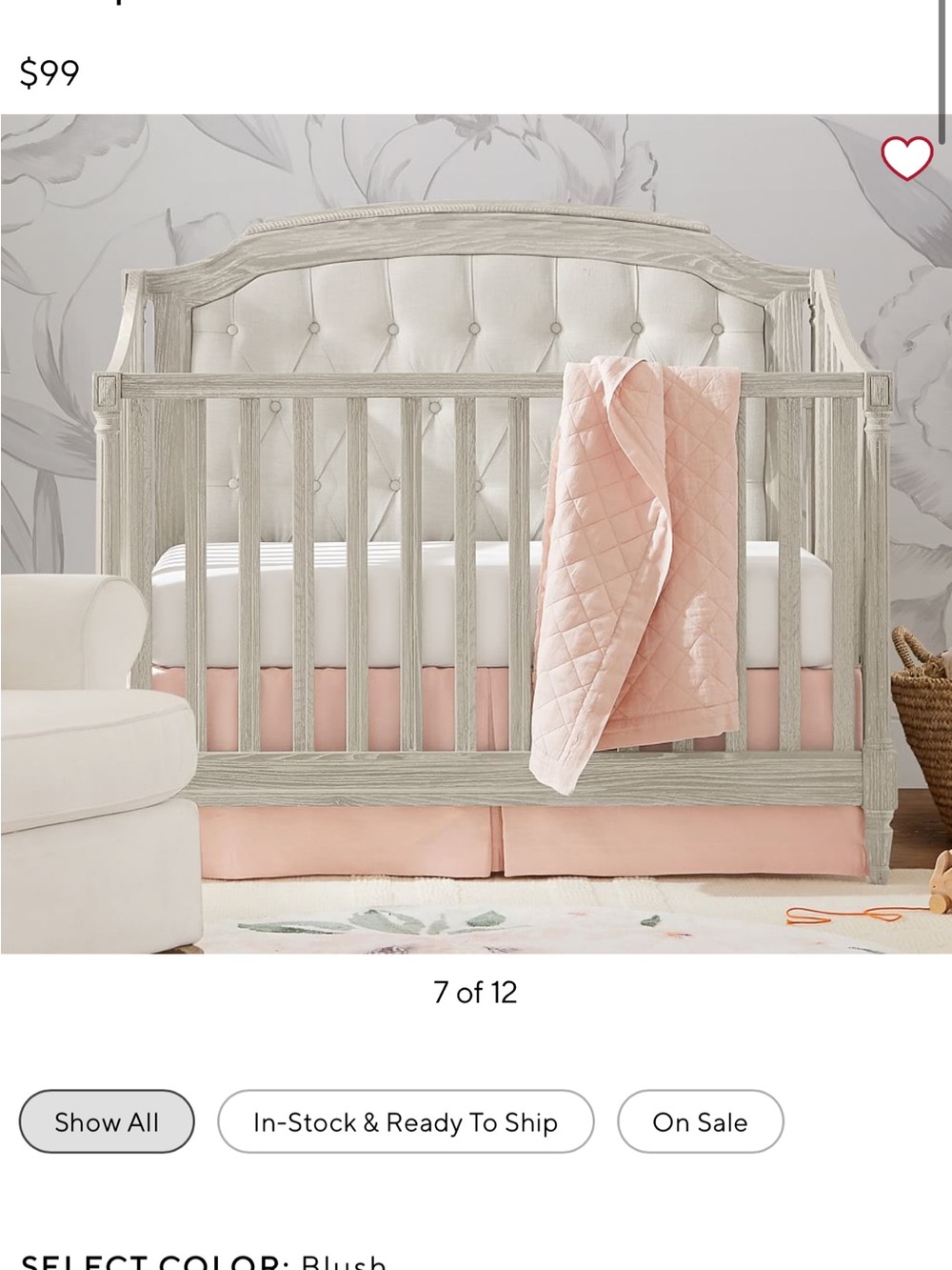 Pottery barn kids blush crib skirt